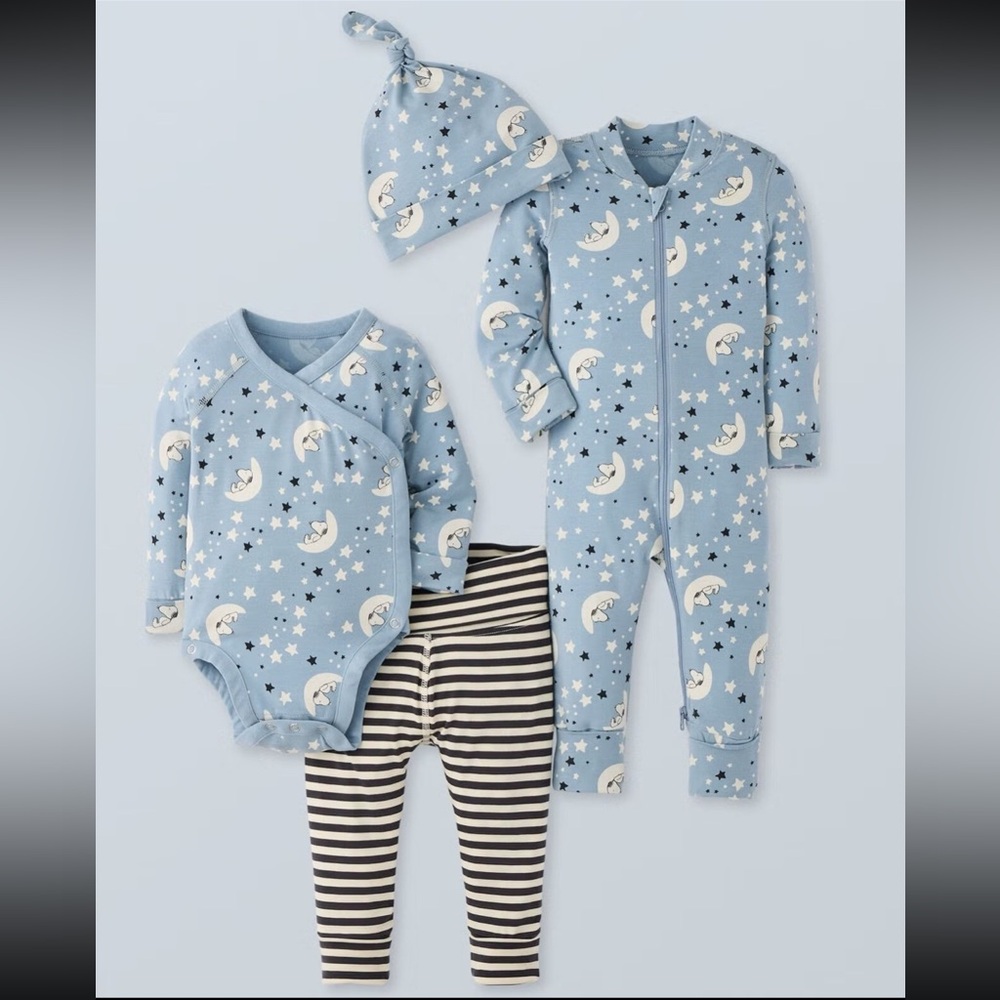 Hanna Andersson Peanuts Snoopy 0-3 month 4-piece set